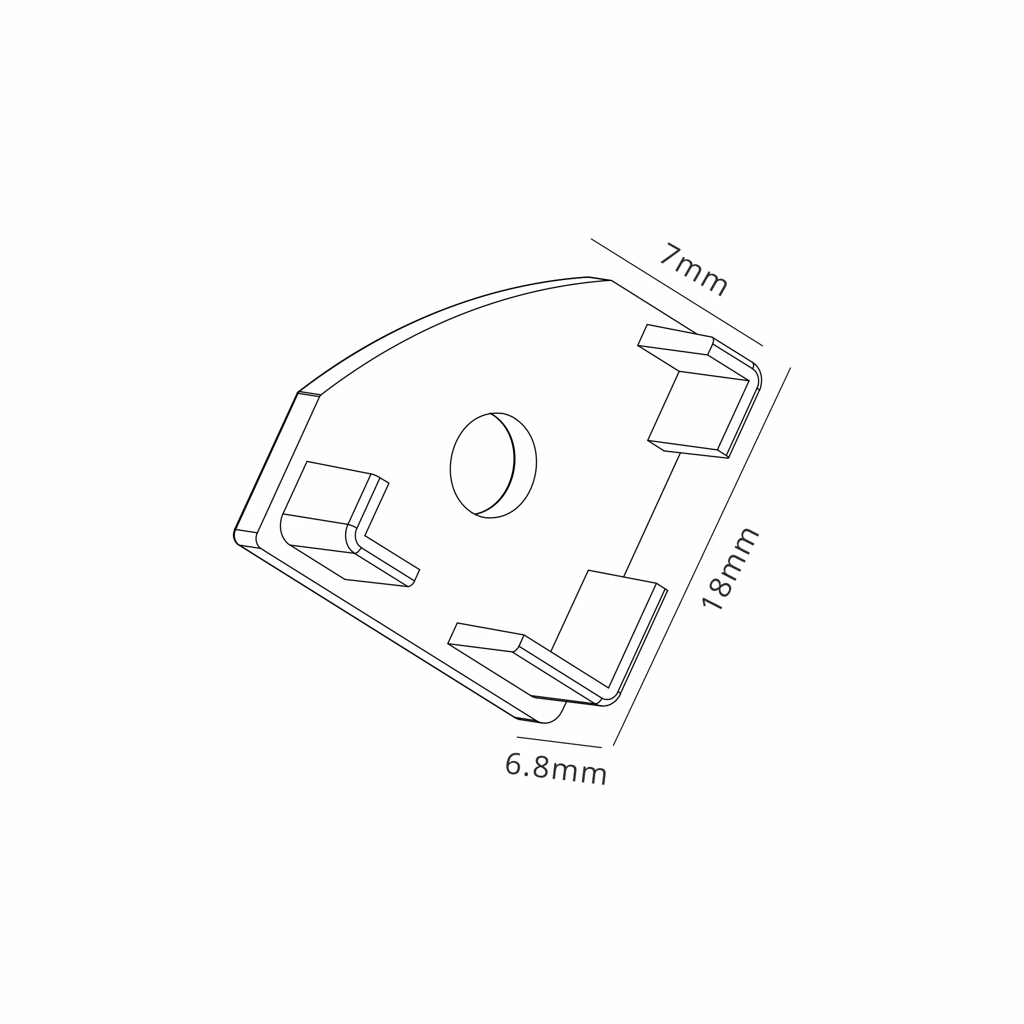 Tiras 18mm x 18mm White Corner Profile End Cap With Hole (1pc) for M7417 M8060  Mantra Fusion Tiras LED Profile